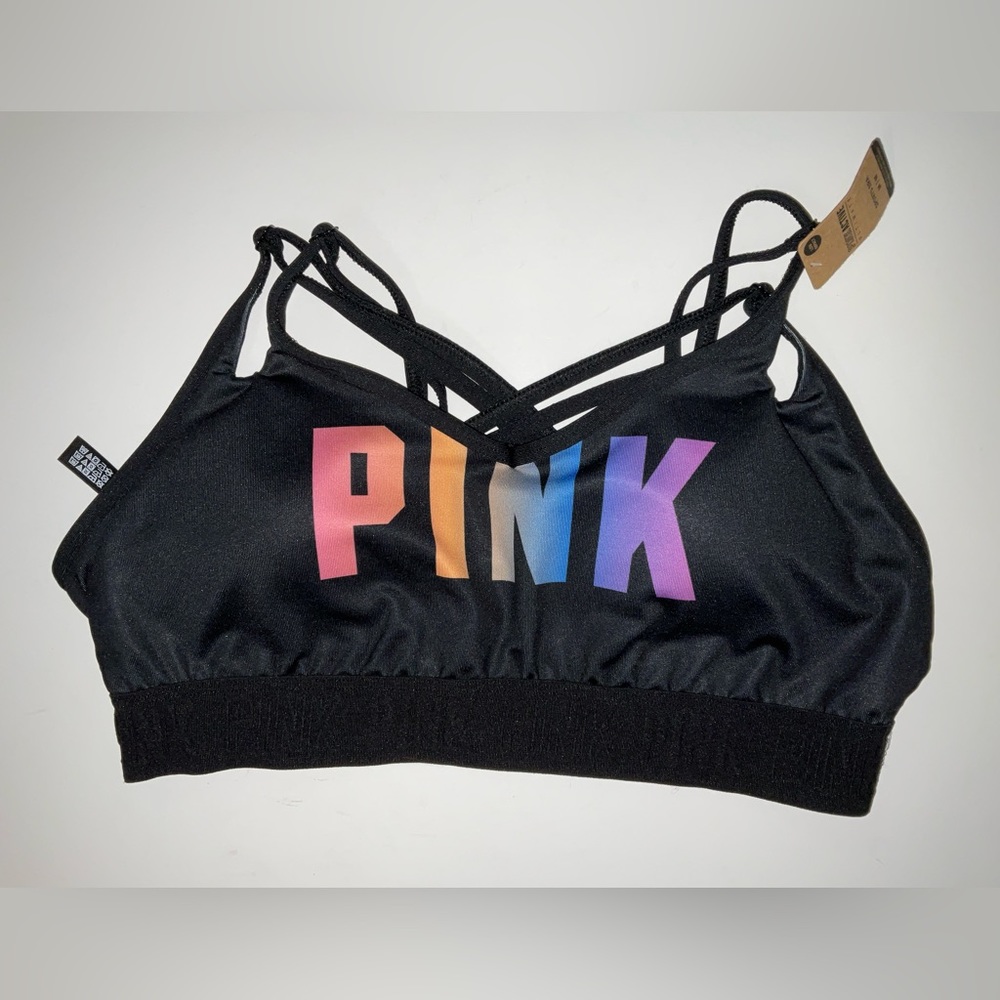 NWT Victoria’s Secret PINK Active Ultimate Sports Bra Black w/ Logo Medium